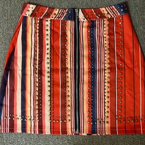 Multicolored Mini Skirt (Western Skirt/ Serape Design) with Zipper- SM